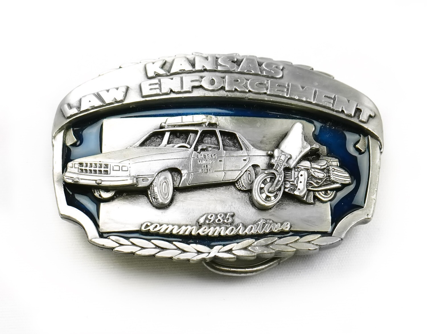 Law Enforcement Belt Buckle Limited Edition Commemorative Kansas, Vintage 1985