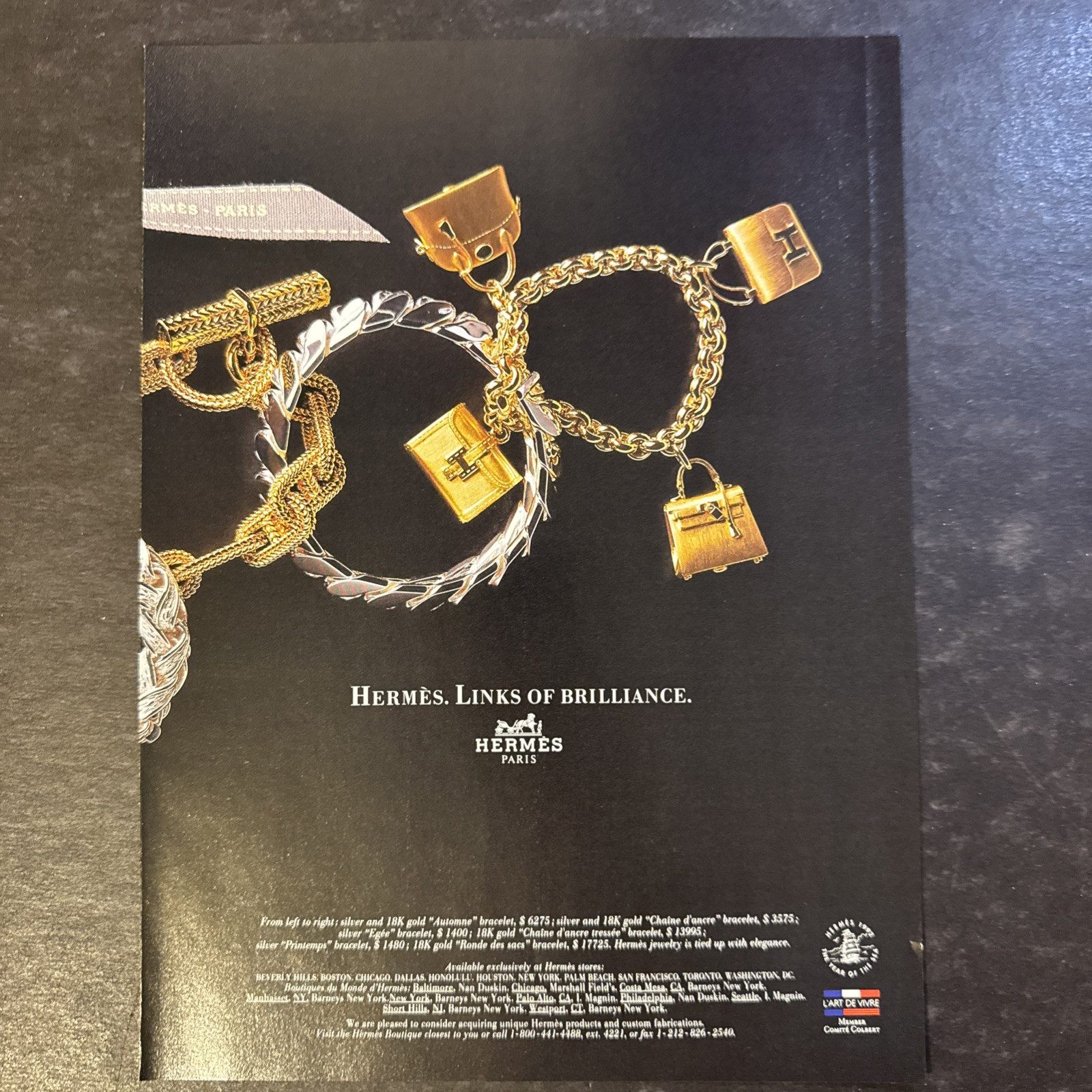 1992 • HERMES Links of Brilliance • Original • VTG 1990s Print AD •  ADV26