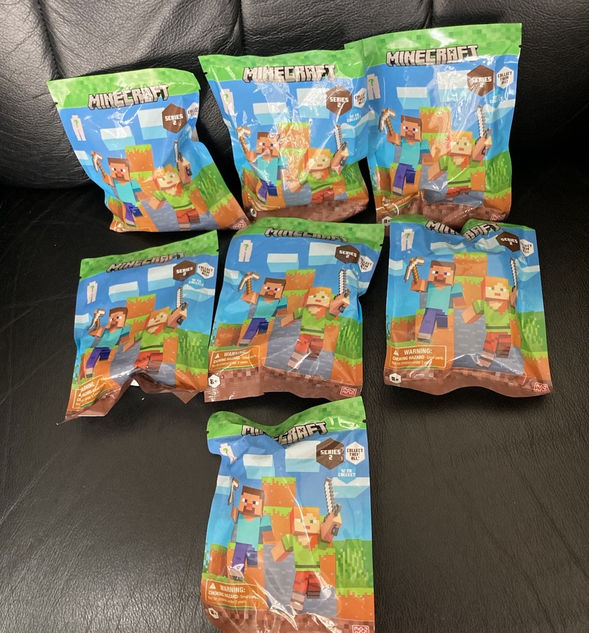 LOT OF 7 Minecraft Blind Bag Mini Figure Stamper Series 2, BRAND NEW IN PACKAGES