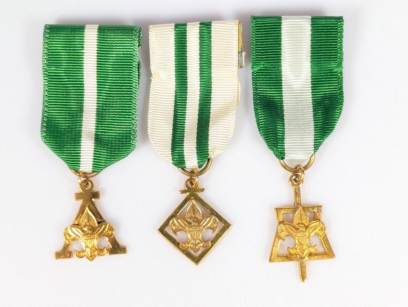 Vtg 10K GF Boy Scouts Medal Lot Leader Scouter\'s Key Tenderfoot BSA Fleur De Lis