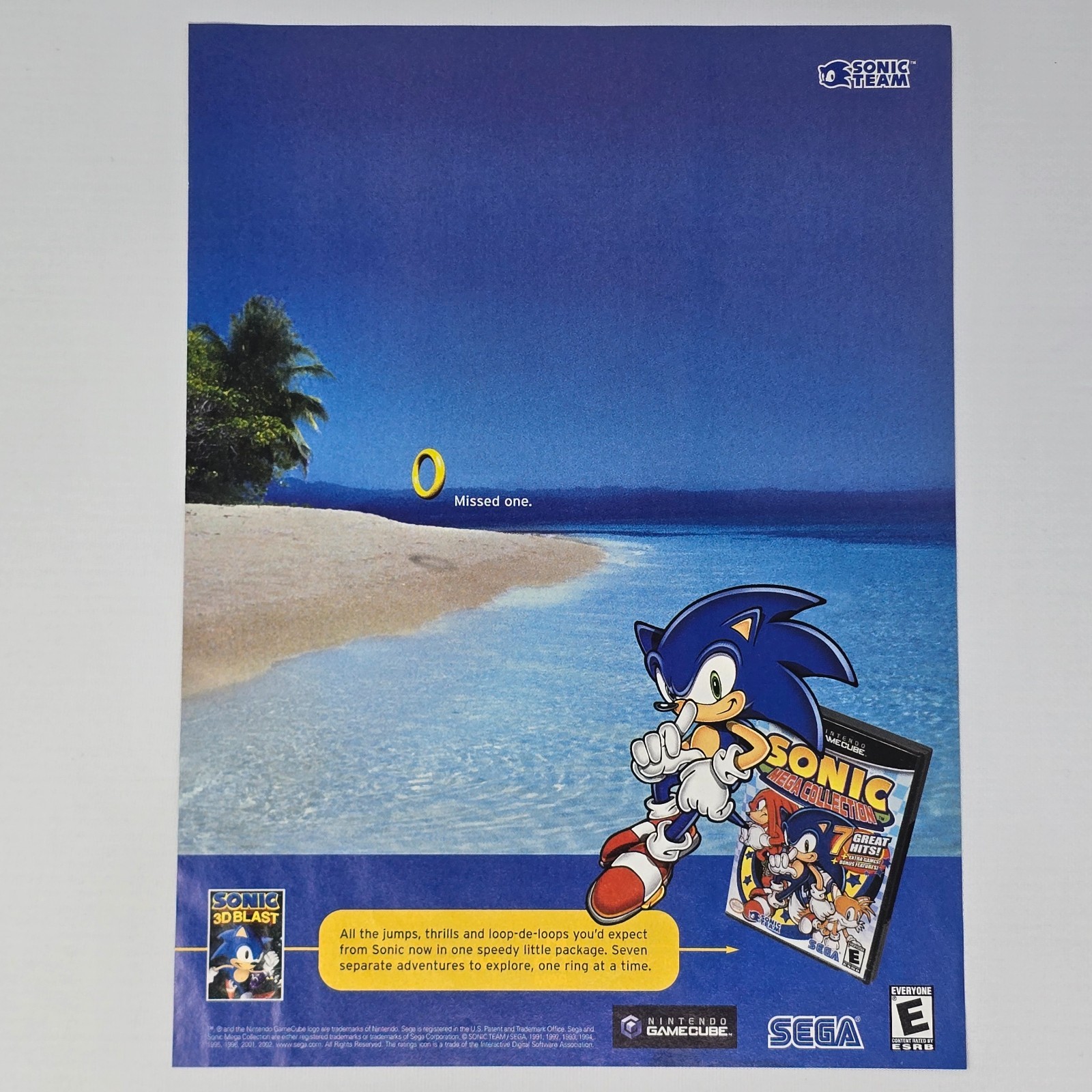 Sonic Mega Collection GameCube Authentic Magazine Ad