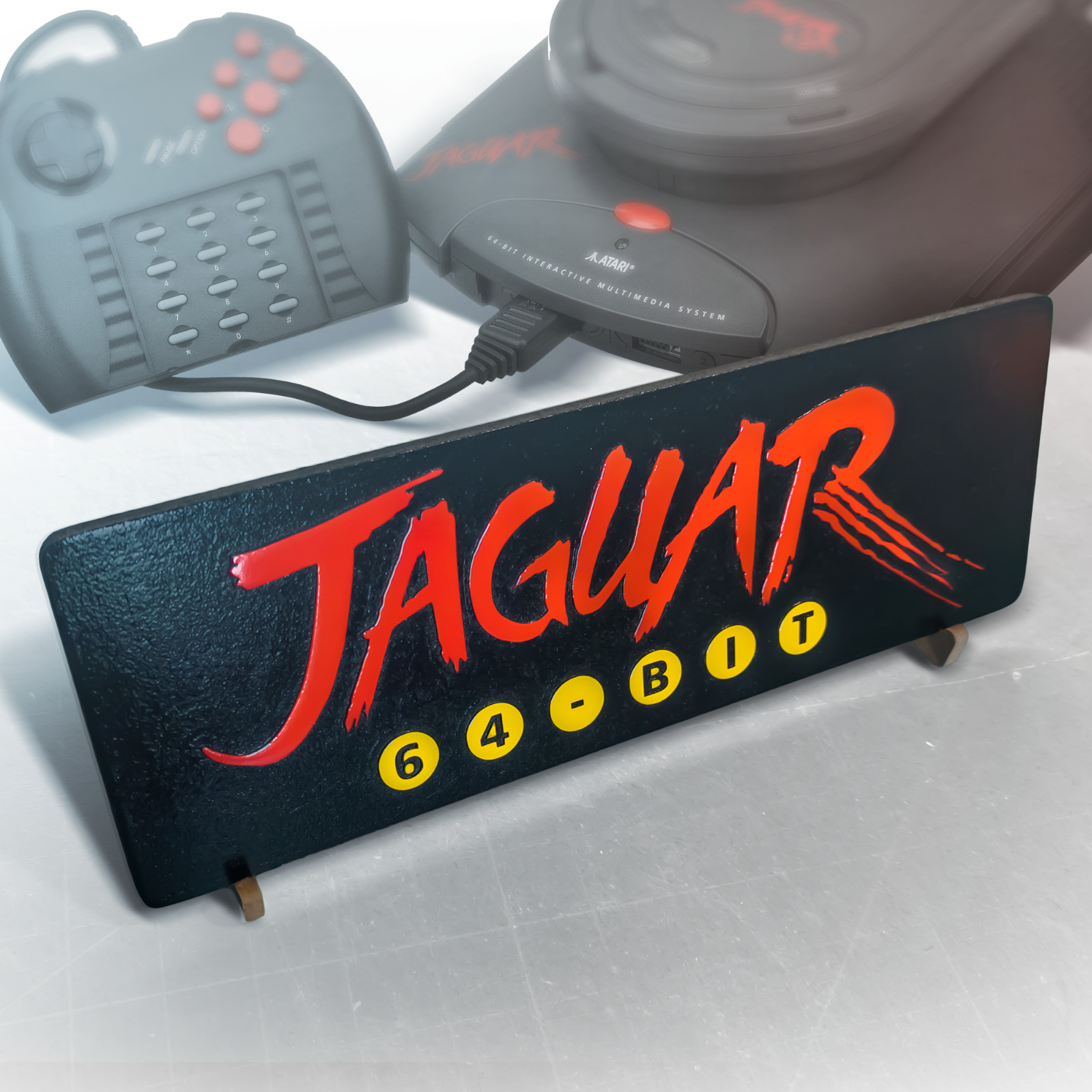 🎮 Large Engraved Wooden Atari Jaguar Logo Sign – Retro Video Game Wall Art