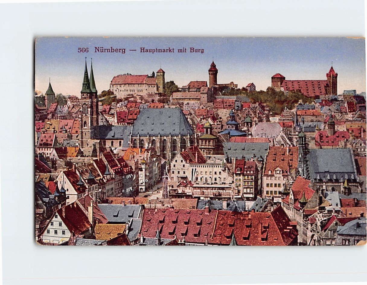 Postcard Hauptmarkt & Nuremberg Castle Nürnberg Germany