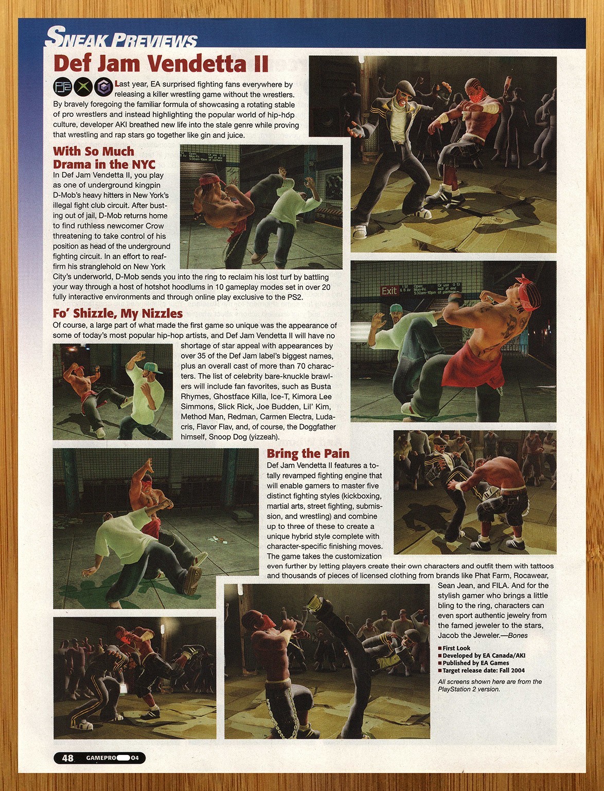 2004 Def Jam Vendetta II 2 PS2 Xbox Gamecube PREVIEW Print Ad/Poster Promo Art