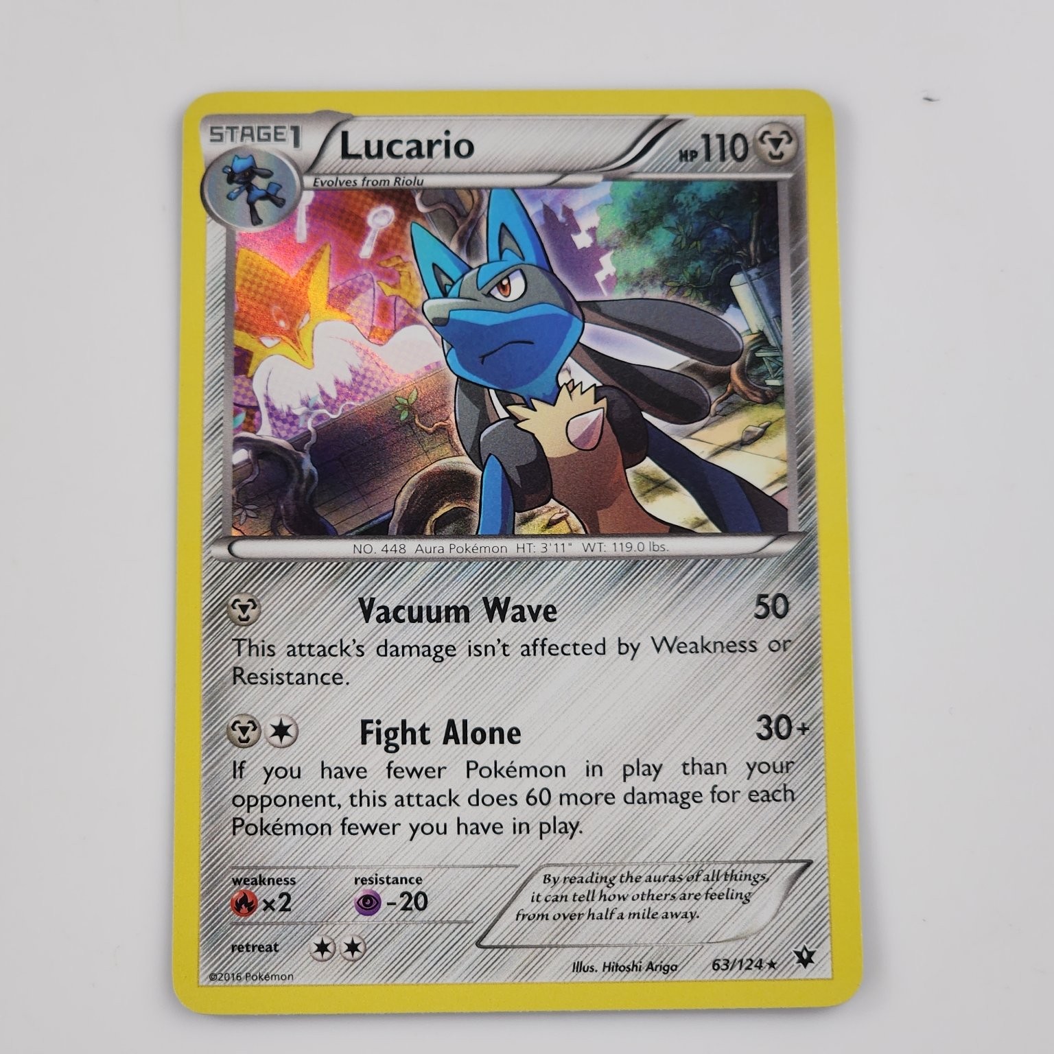 Pokemon Lucario Holo Rare Holo XY - Fates Collide 63/124 LP TCG Card 2016