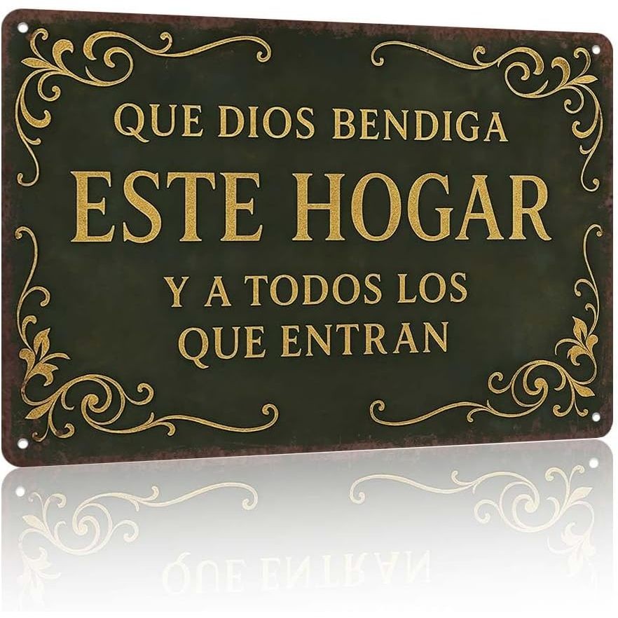 Que Dios Bendiga Este Hogar Spanish Tin Metal Signs Home Décor -8x12in Decor for