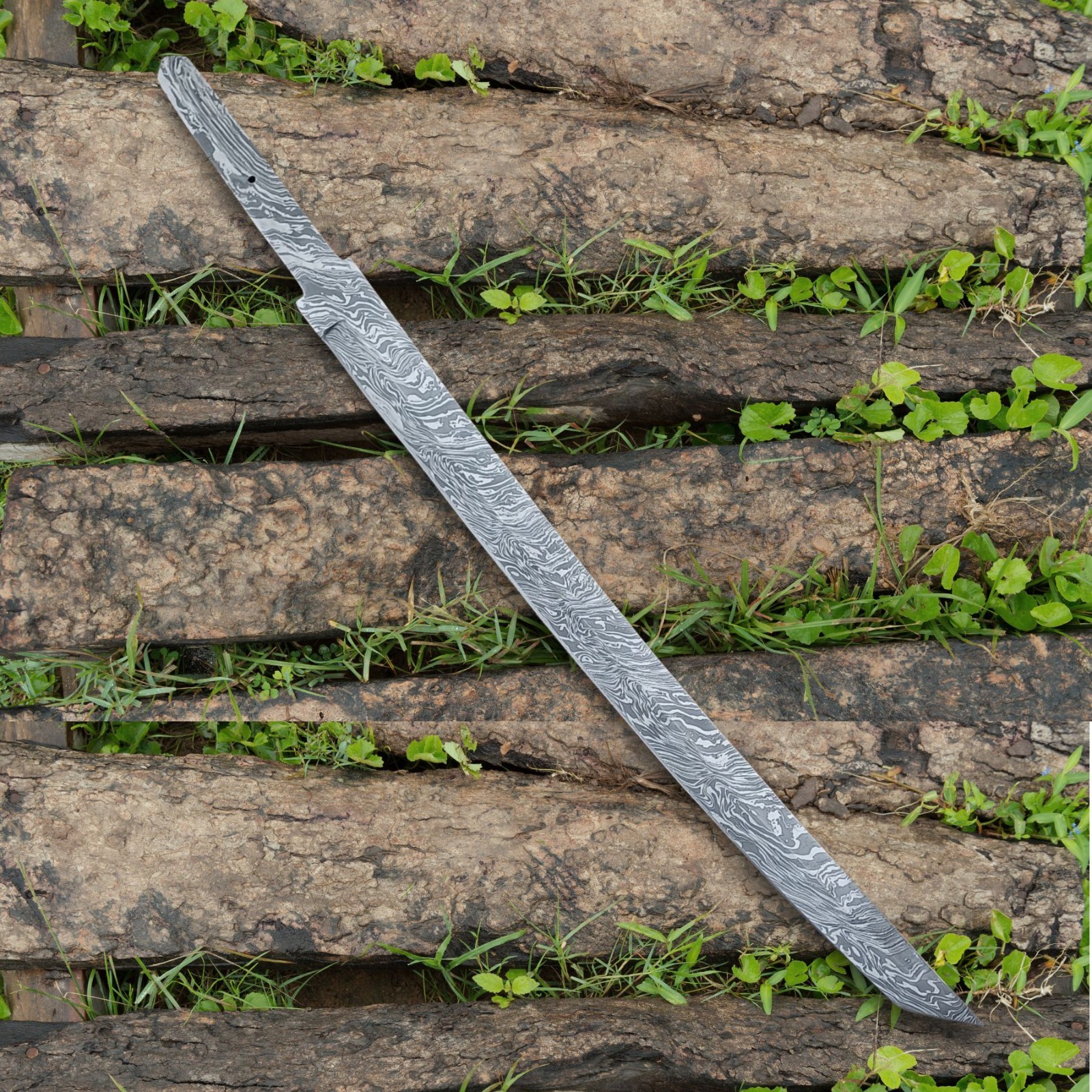 DAMASCUS HANDMADE JAPANESE SAMURAI KATANA SWORD FULL TANG BLANK BLADE 23
