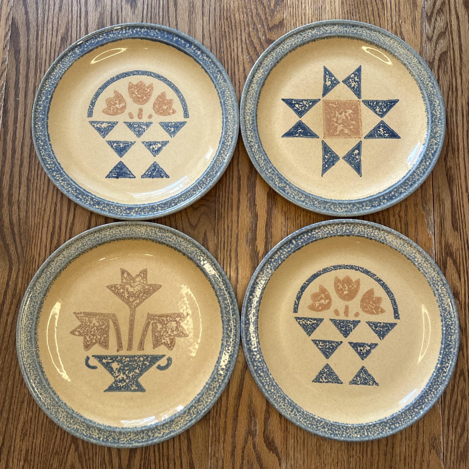 4 Pfaltzgraff Museum American Folk Art MAFA Dinner Plates America Quilt pattern