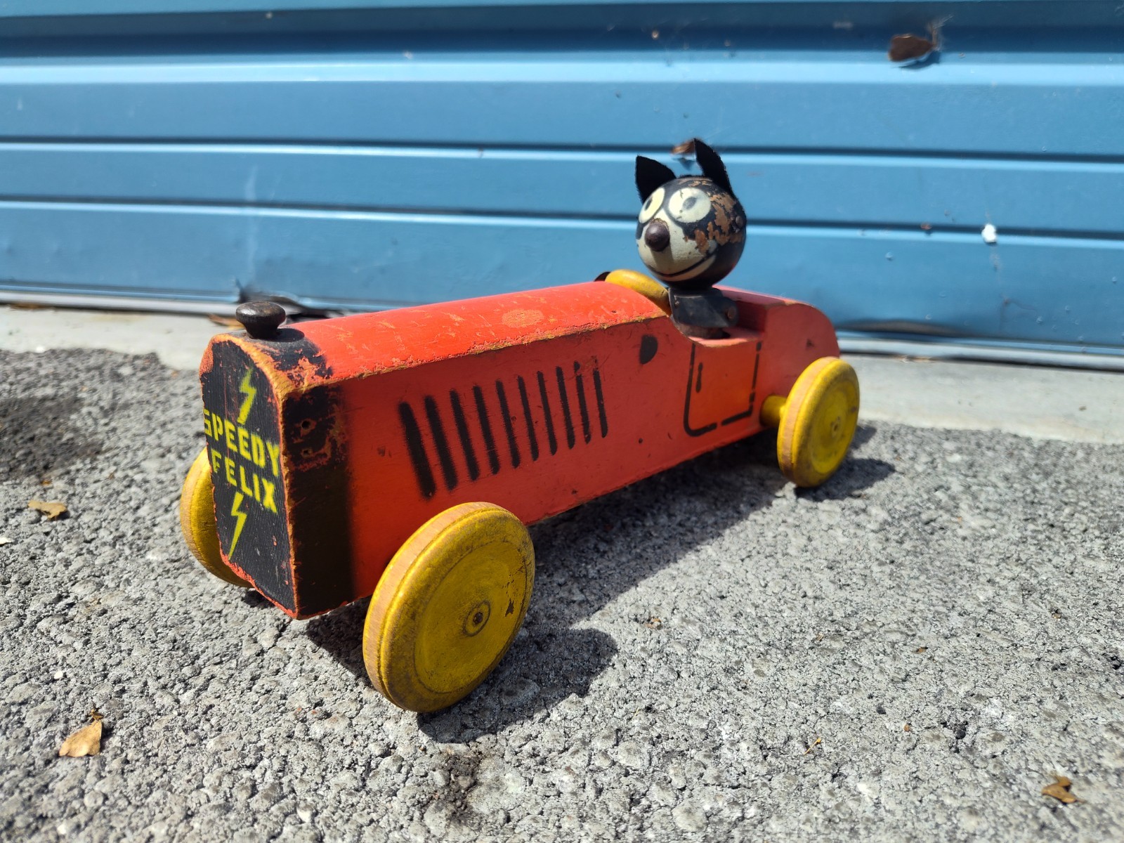 Antique Felix Wooden Speedy Felix Roadster Toy, Early 1920s, Cartoon Icon