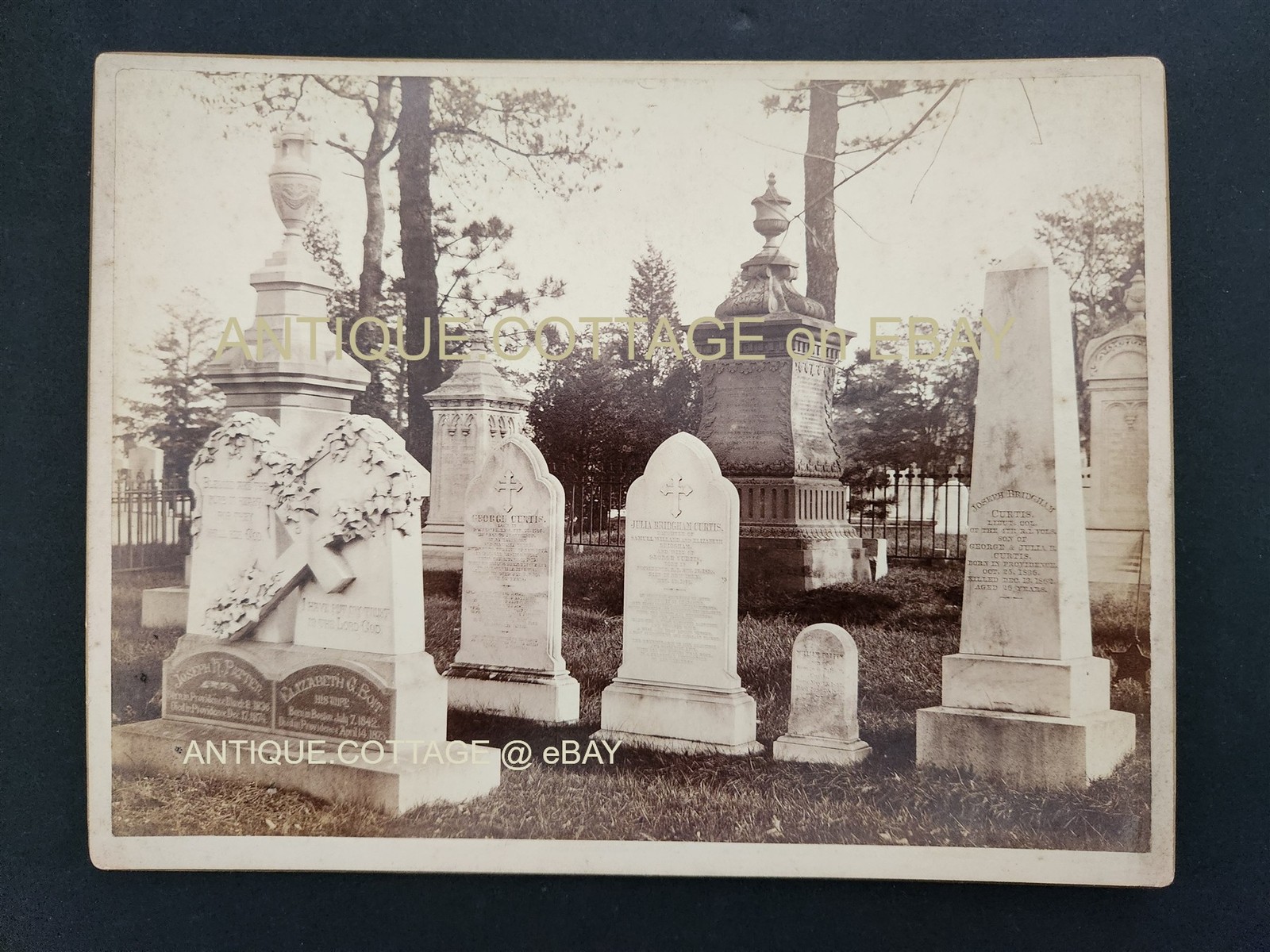1890s antique GRAVEYARD providence ri NORTH BURIAL GROUND photo THURBER & CARTER