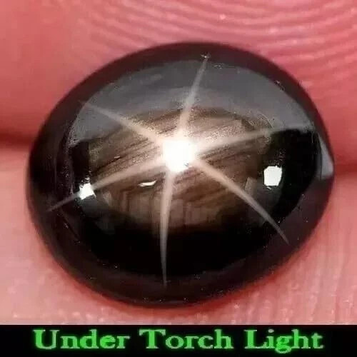 Black Star Sapphire 6 Rays 9.55 Ct Oval Cabochon Natural Loose RJ Gemstone
