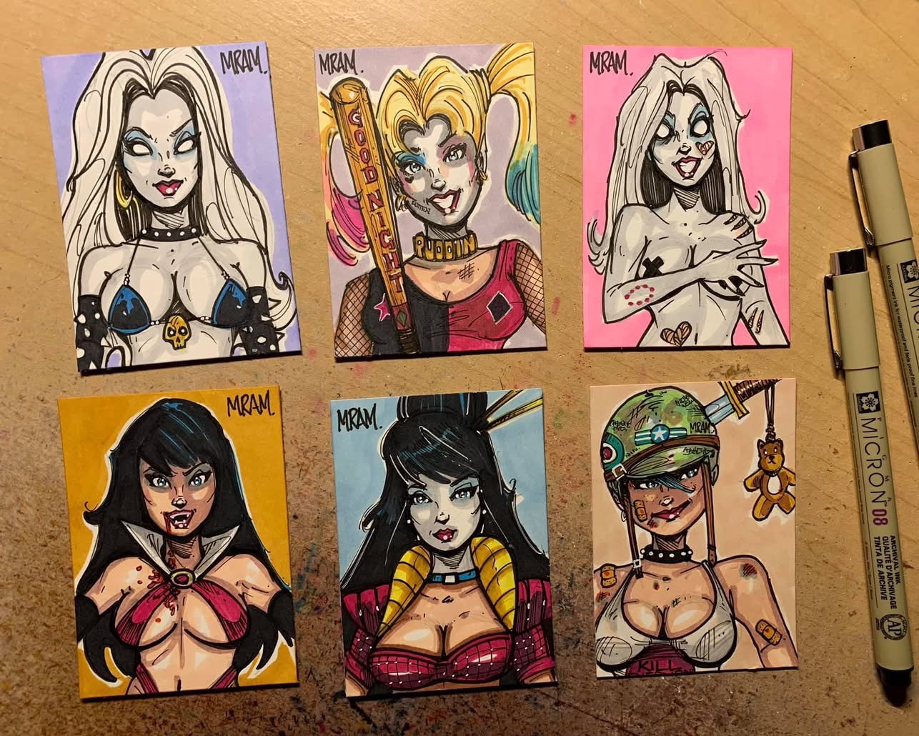 4 CUSTOM ACEO ART CARDS BY MRAM FOR COMMISSION / ANY CHARACTER YOU CAN THINK OF
