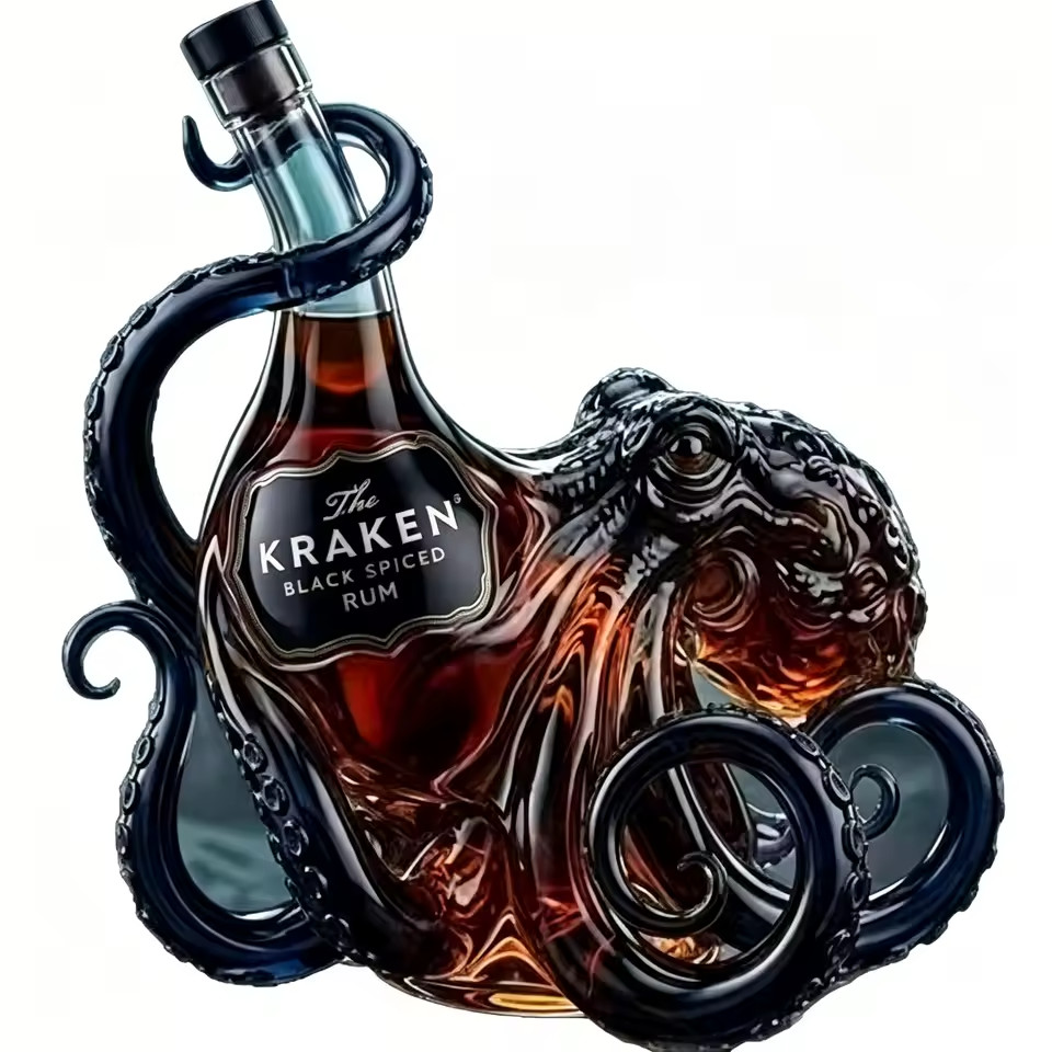 NEW The Kraken Spiced Rum Octopus Whiskey Decanter 320ml Octopus Shaped Gothic