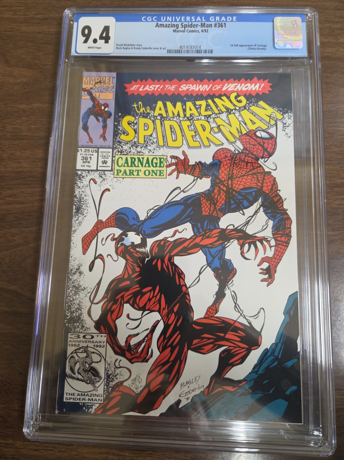 Amazing Spiderman 361 Cgc 9.4 White Pages 1st Carnage