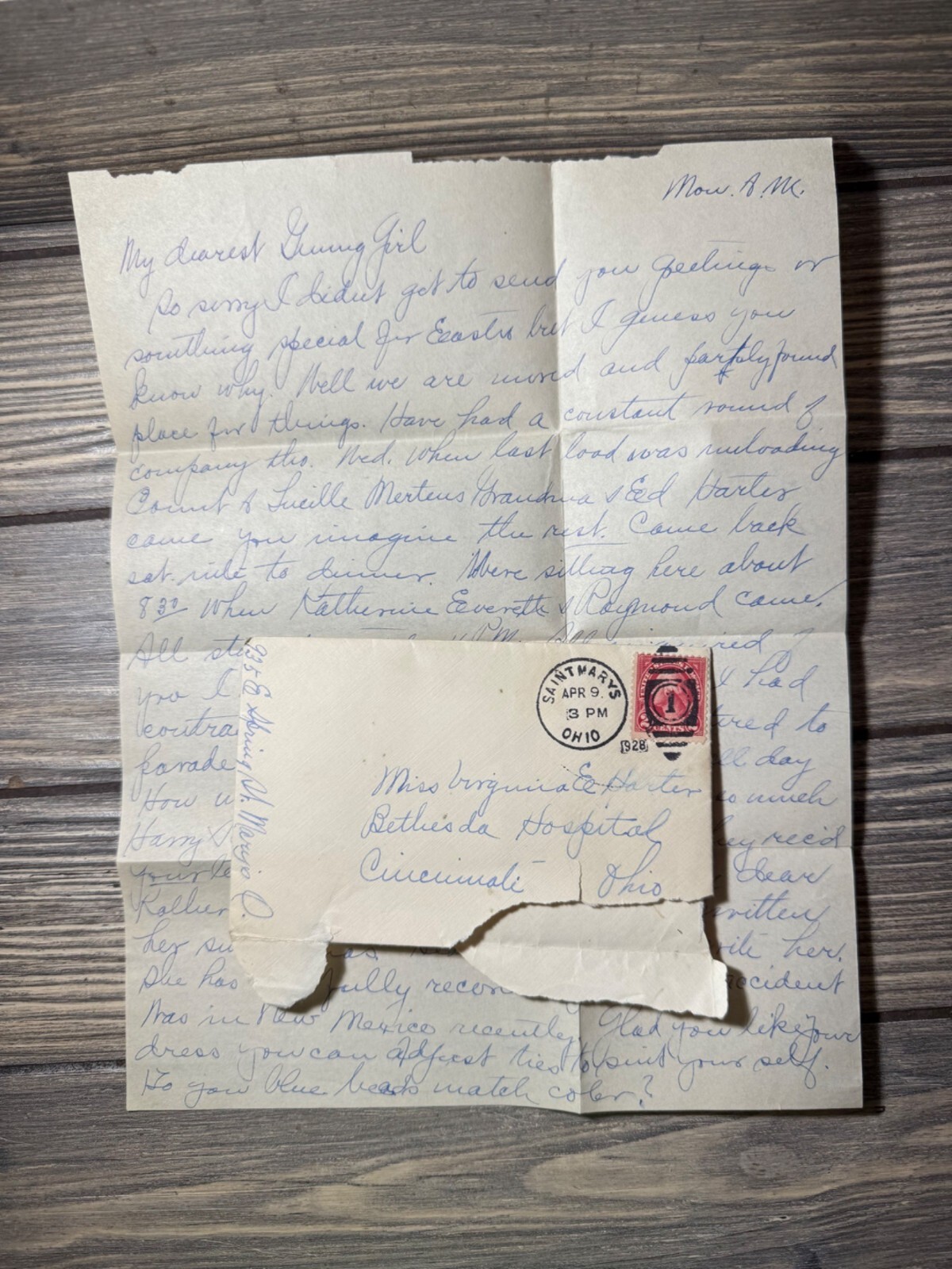 Vintage Handwritten Letter & Envelope From 1936 Historical Ephemera