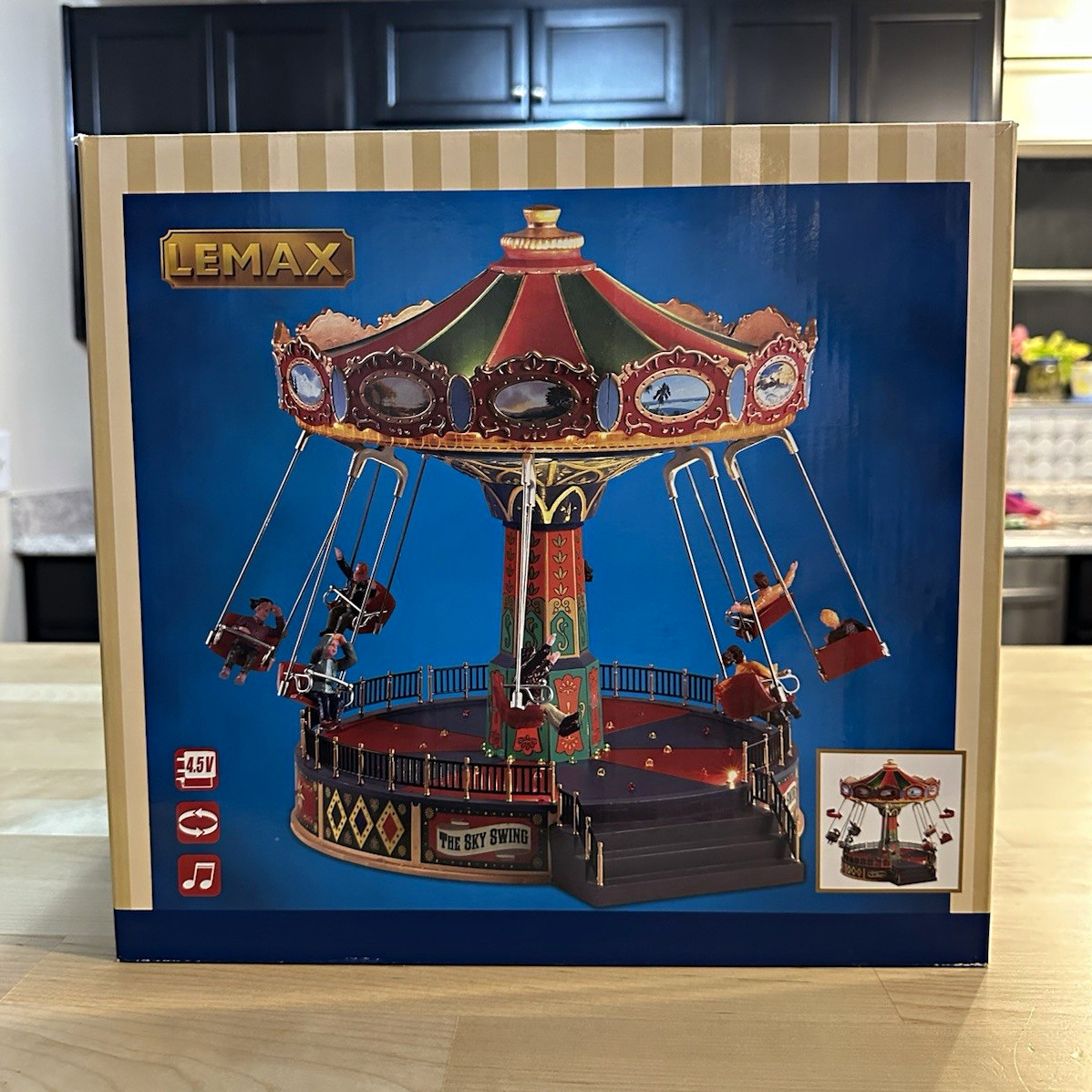 Lemax Carnival The Sky Swing Illuminated Musical Ride w/ Adapter & Box #84379