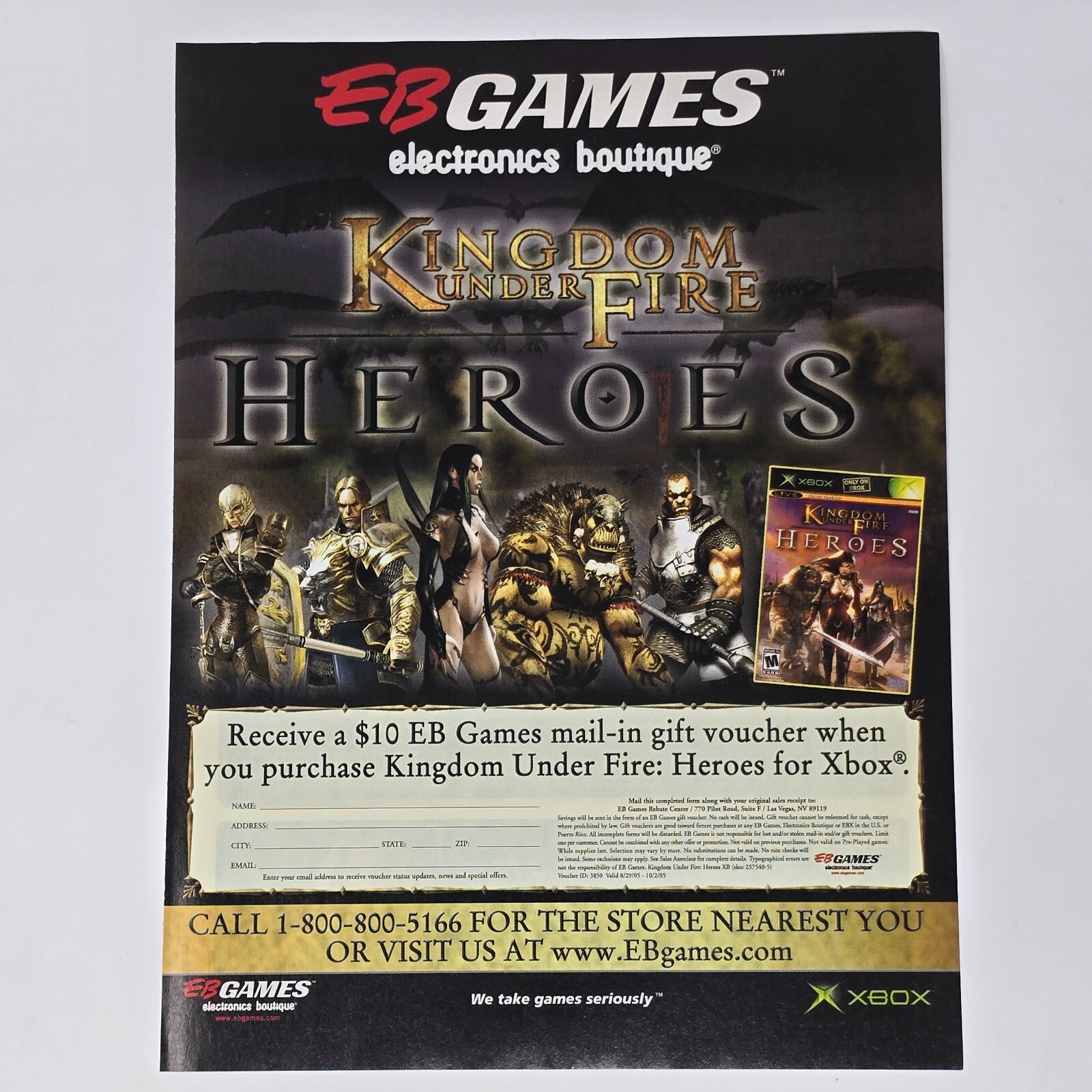 Kingdom Under Heroes Microsoft Xbox EB Games Voucher Print Ad/Poster Promo Art