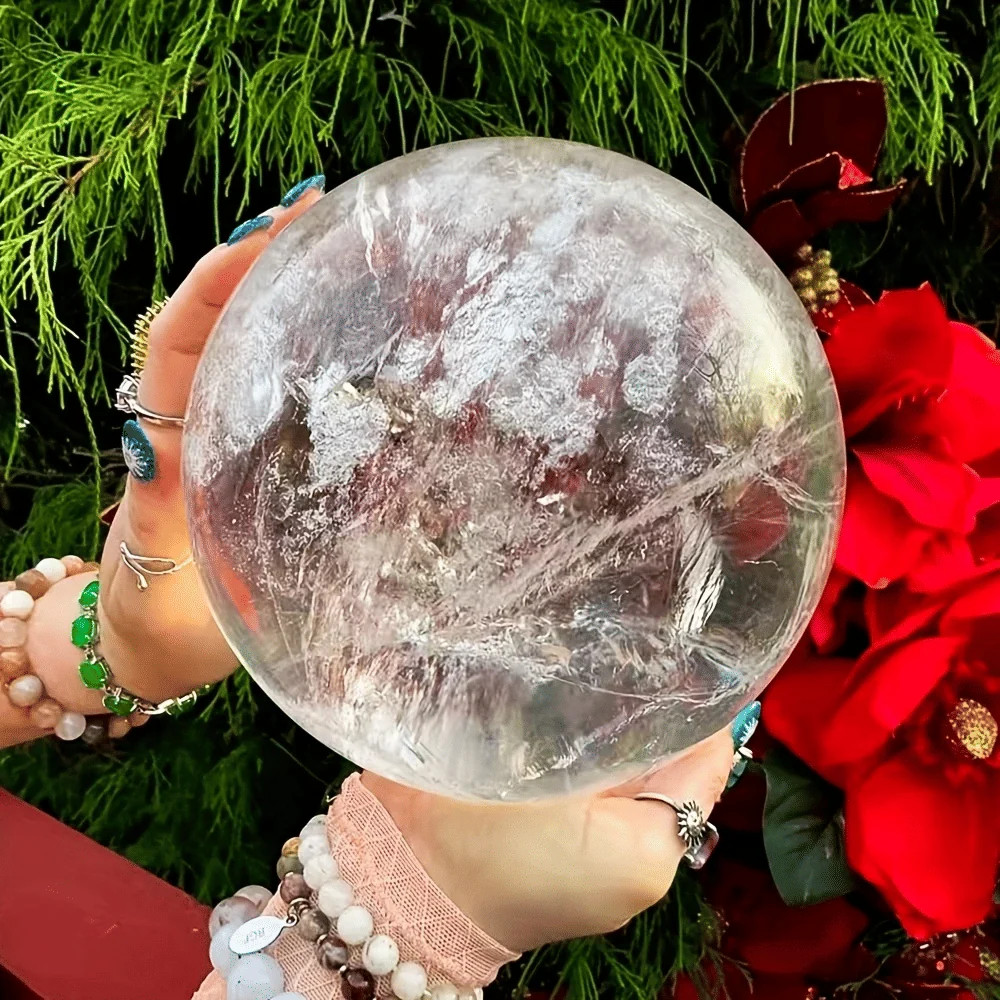 1pc Large White Quartz Crystal Ball - Clear Sphere with Natural Inclusions, for