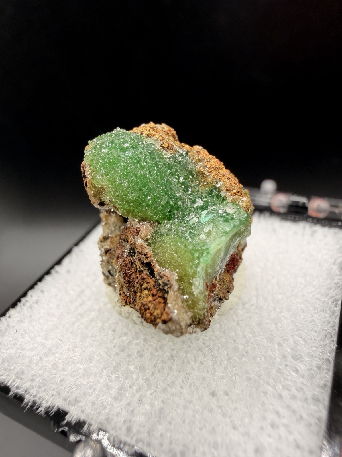 Fluorescent Cuprian Adamite on Matrix (Thumbnail) - Ojuela Mine, Mexico