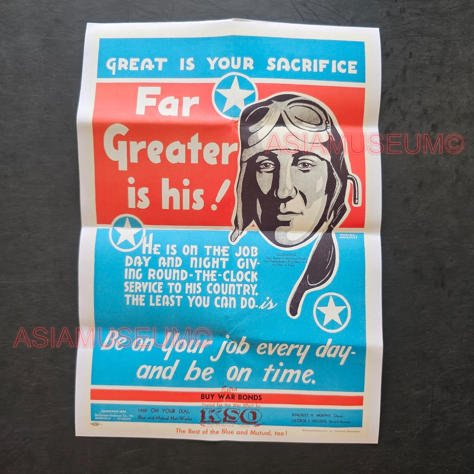 1944 WW2 USA Soldier Work Sacrifice Patriotic Motivation Propaganda Poster Q188