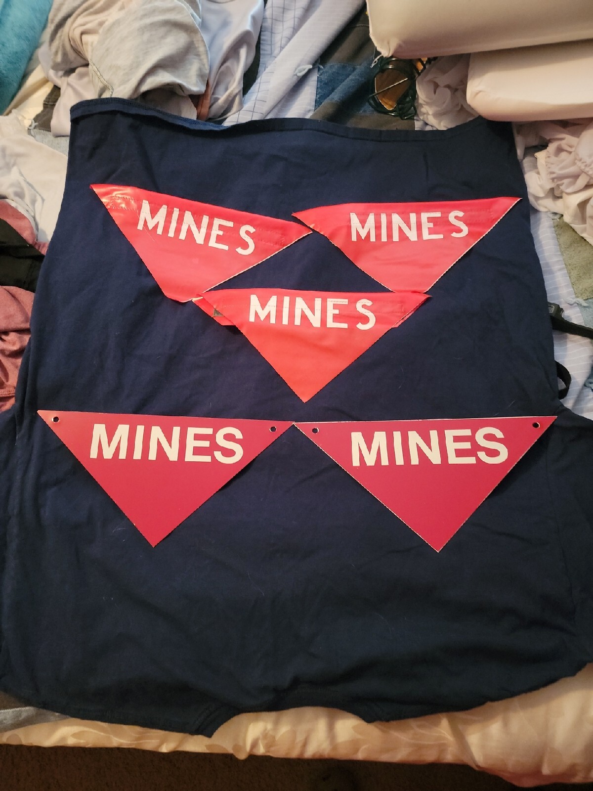 Vintage 1960s-1980s Mine Sign USA and NATO unused stock. 2 Metal And 3 Vinyl?