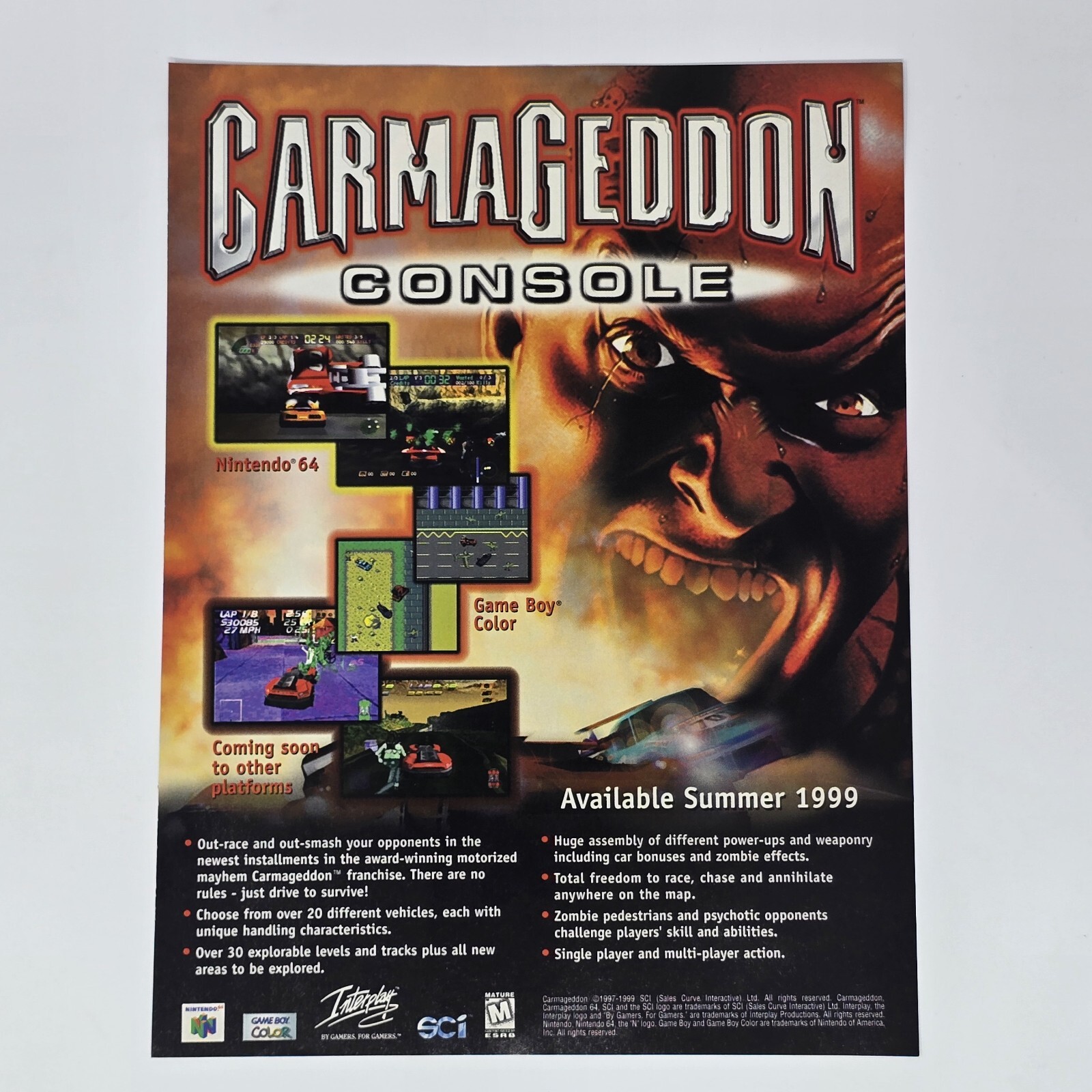 Carmageddon Nintendo N64 GameBoy Color Console Print Ad/Poster Official Promo