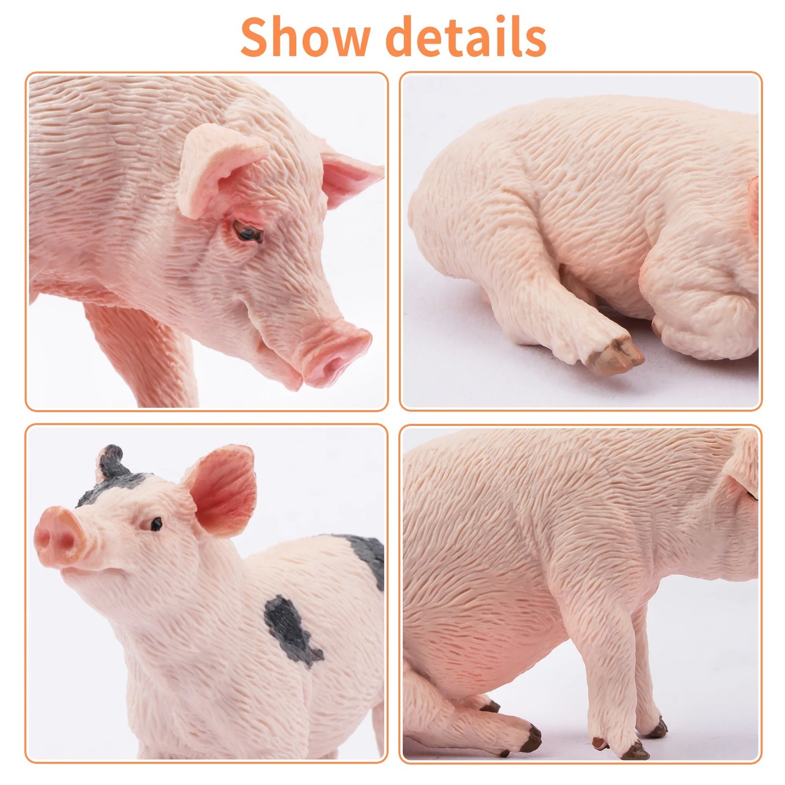 Toymany 8-pcs pig Animal Figurine, Realistic, Collectible Figures Toy Set Farm