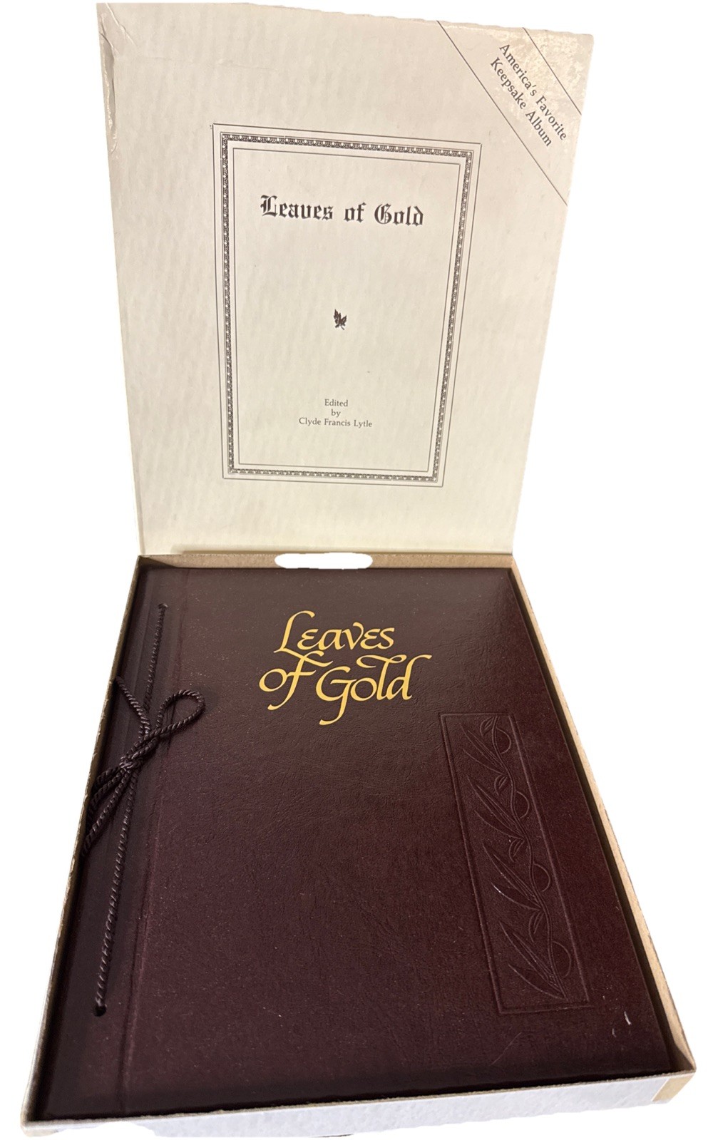 Leaves Of Gold Book  Hard Cover Leather Bound Vintage New In Box