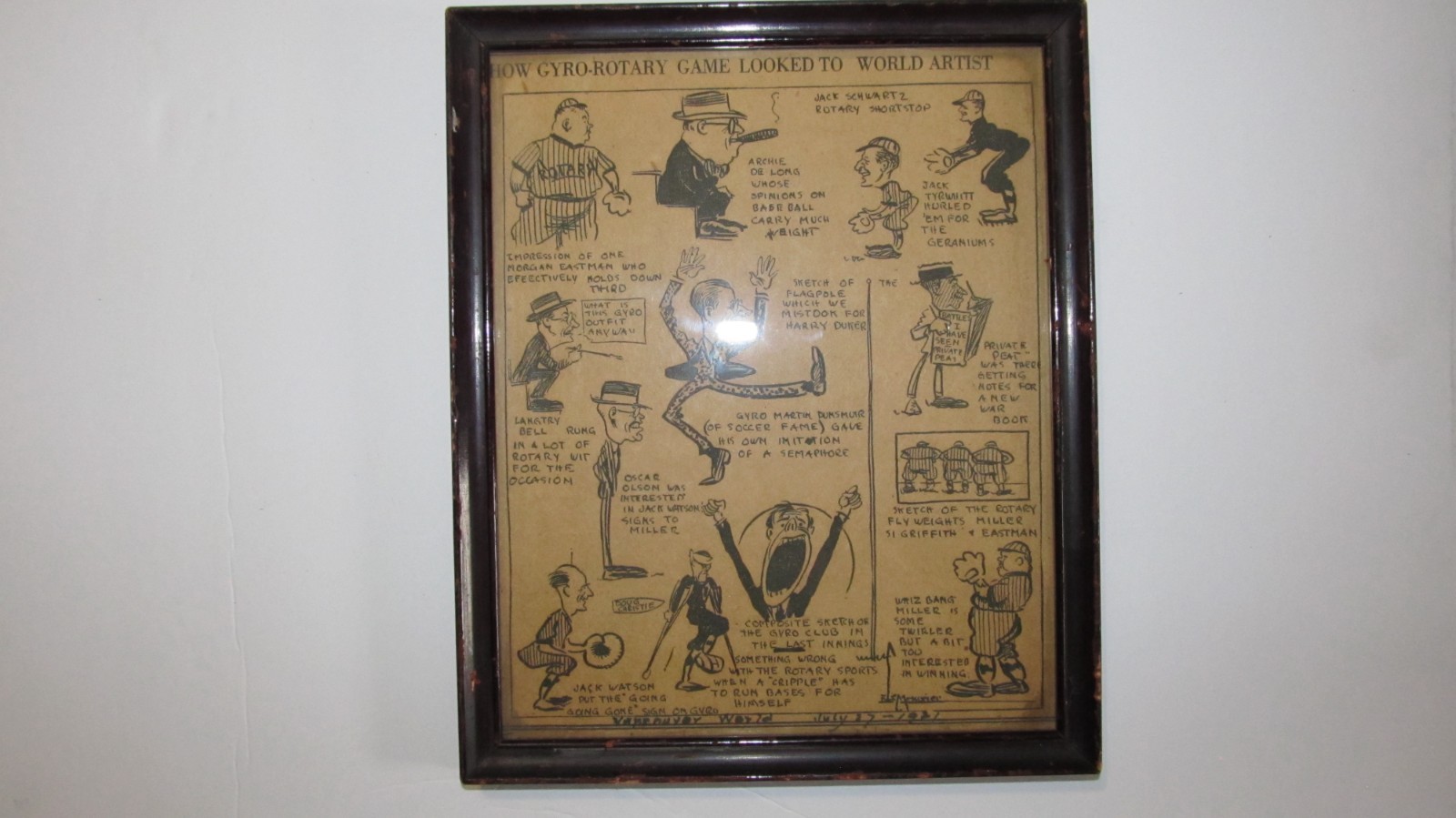 Antique 1921 KODAKS Wood Framed~Vancouver News Paper~Rotary Gyro Club