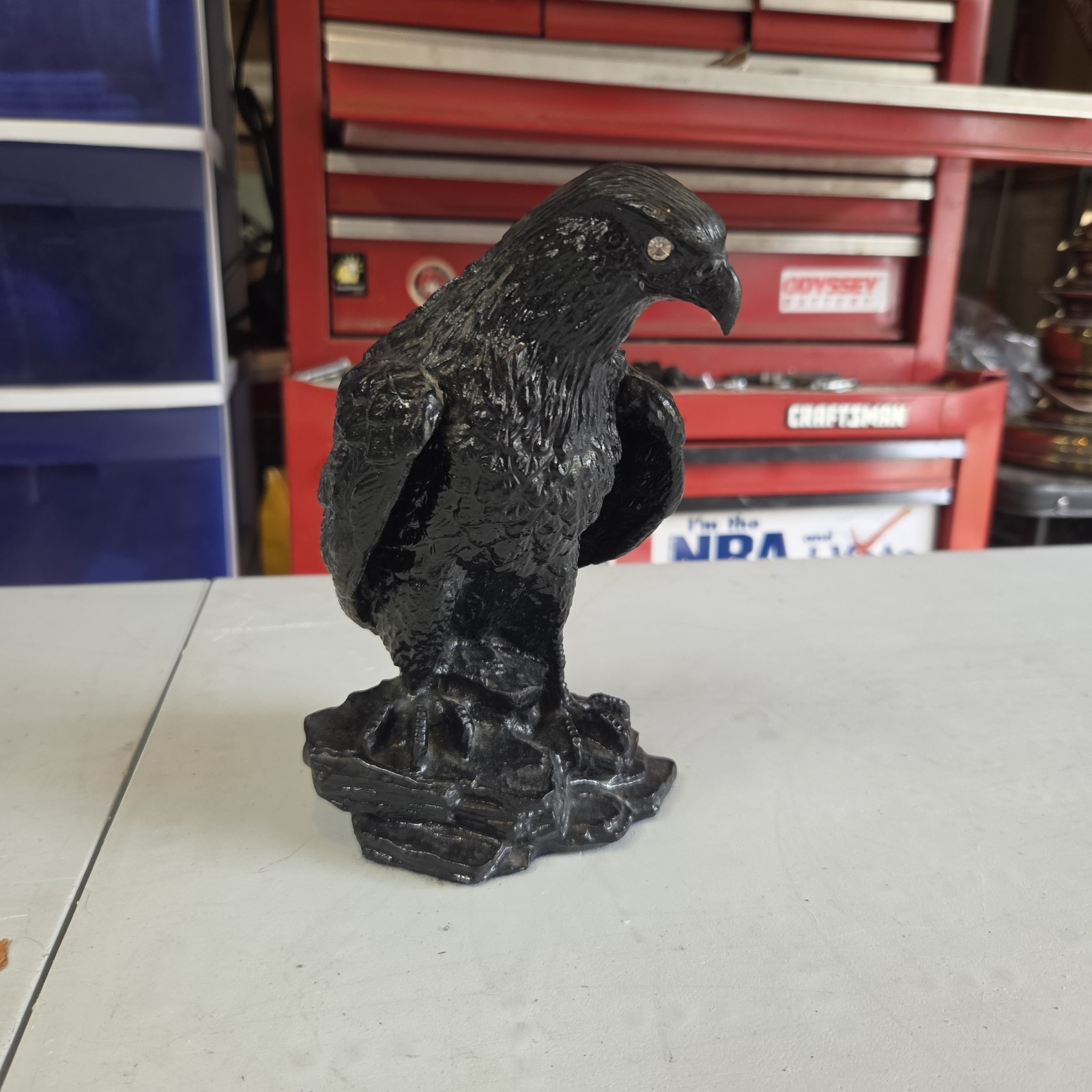 Vintage Eagle Statue Hand Carved From Real Coal 8in Tall Pennsylvania Hard Coal