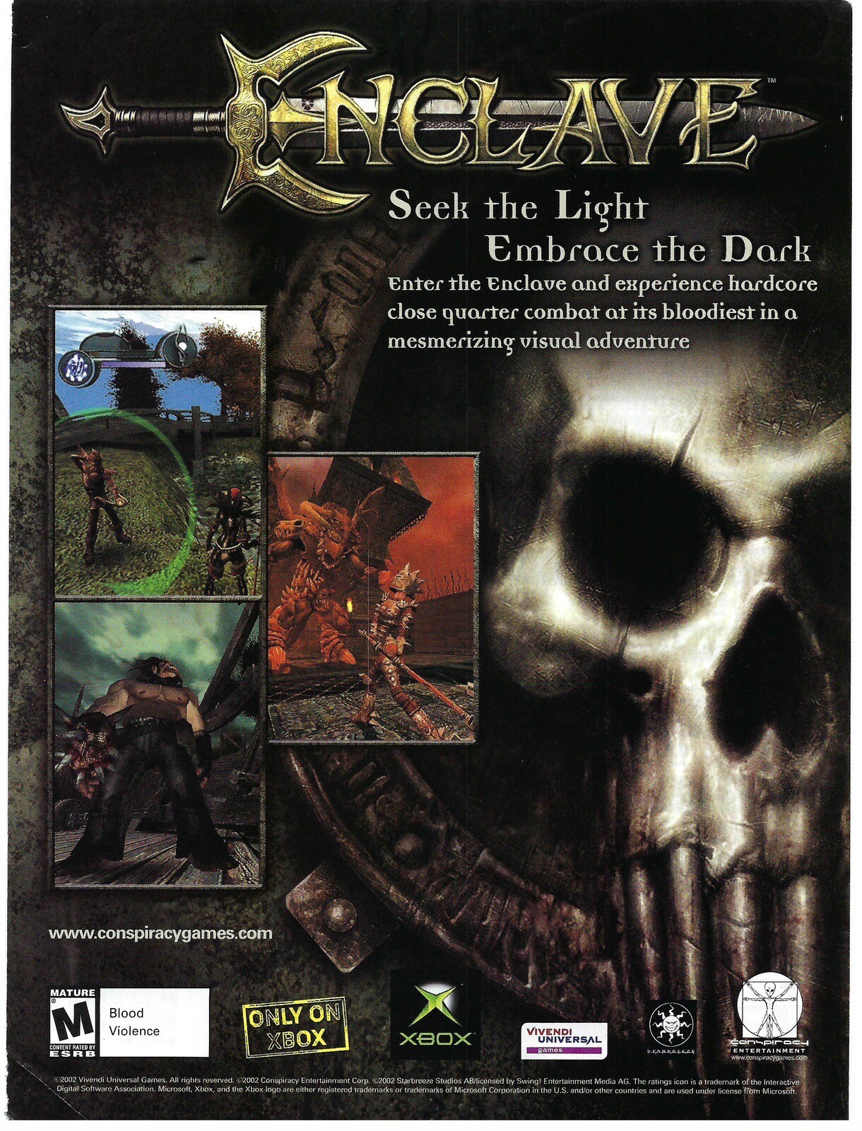2002 Enclave RPG Video Game Conspiracy Starbreeze Xbox Vintage Print Ad/Poster