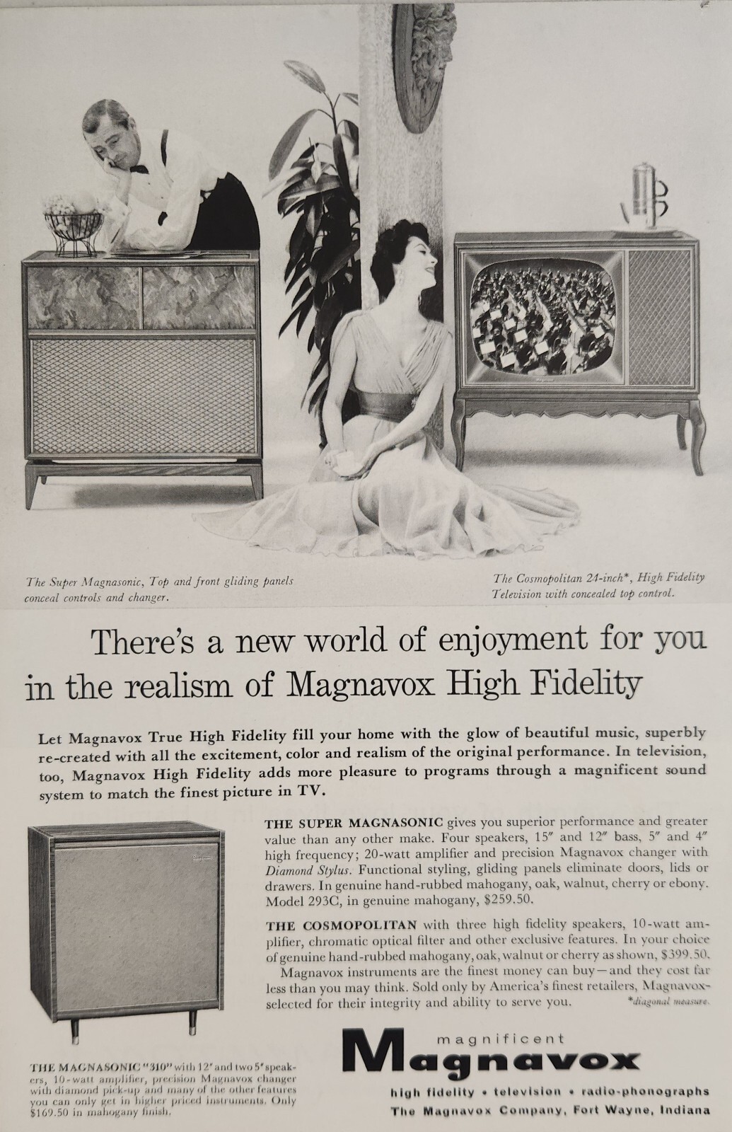 1957 Print Ad Magnavox Cosmopolitan 24\