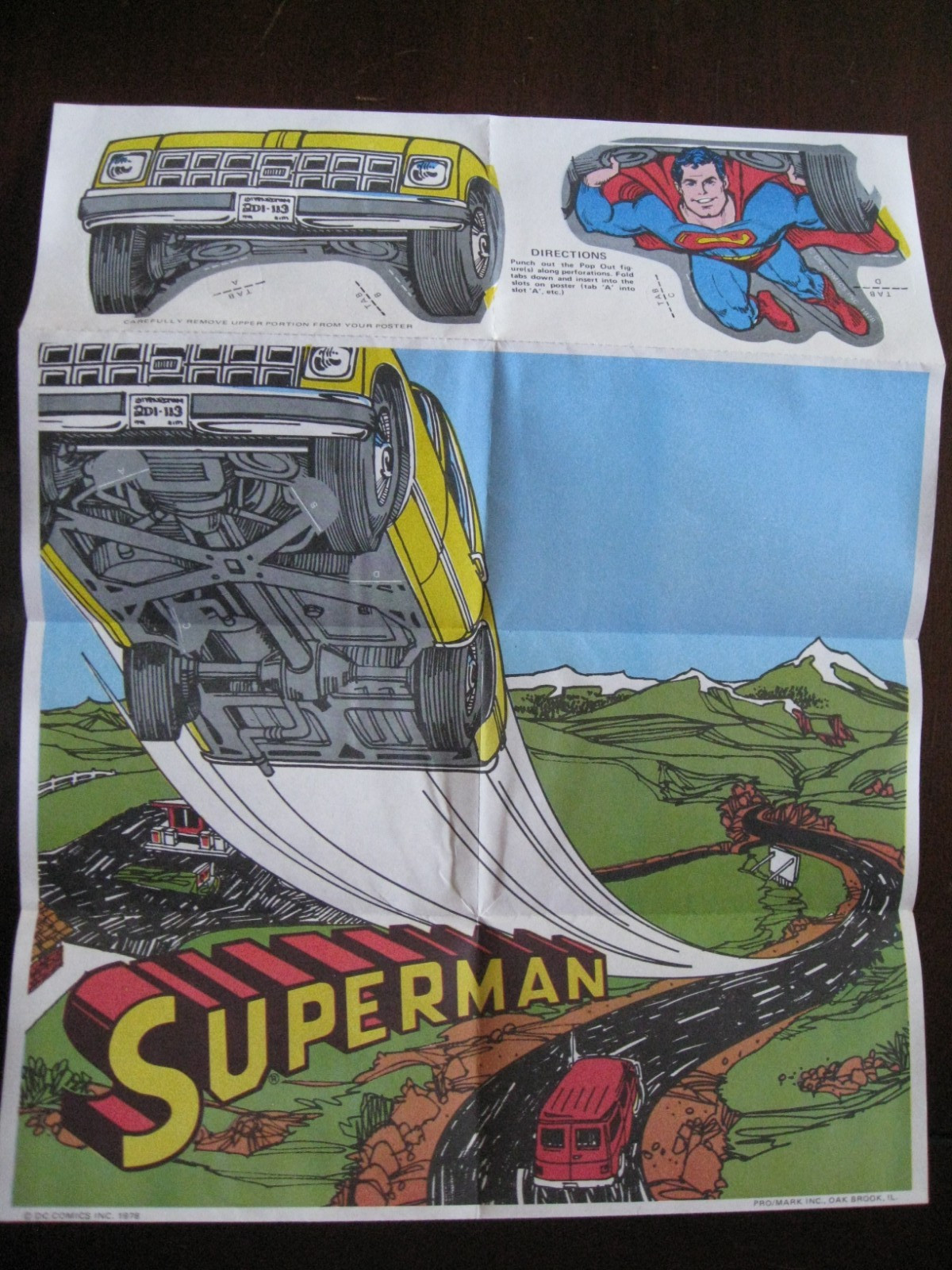 VINTAGE SUPERMAN 3D POSTER FROM 1978 CAME IN POST AND HONEYCOMB CEREAL BOXES
