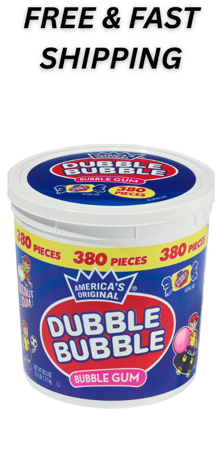 Dubble Bubble Bubble Gum, 380 pcs. Stay-Fresh Container 