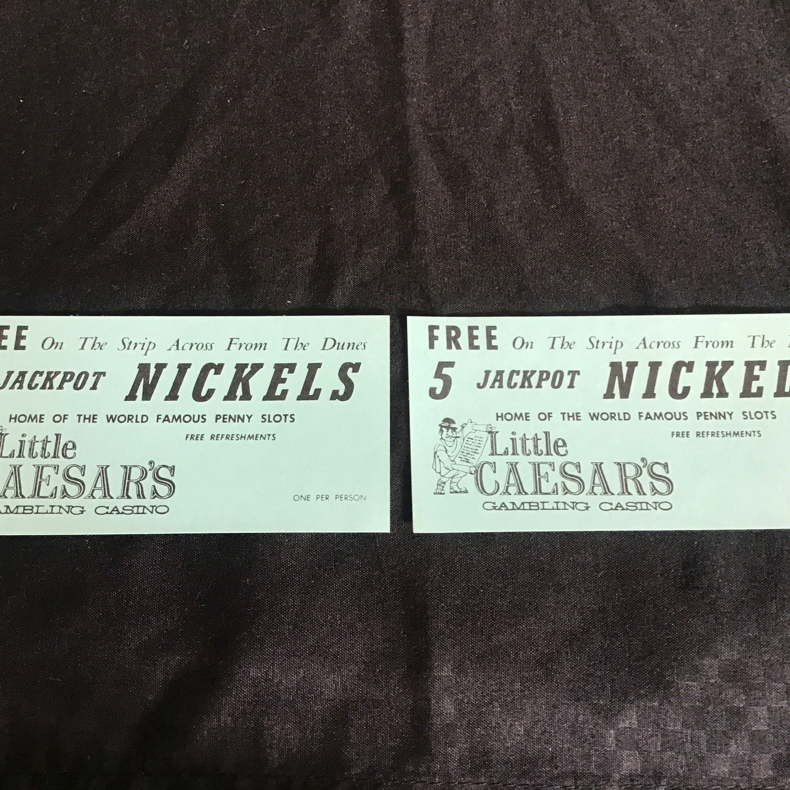 Pair Free 5 Lucky Jackpot Nickels Little Caesar\'s Gambling Casino Ticket Lotus 2