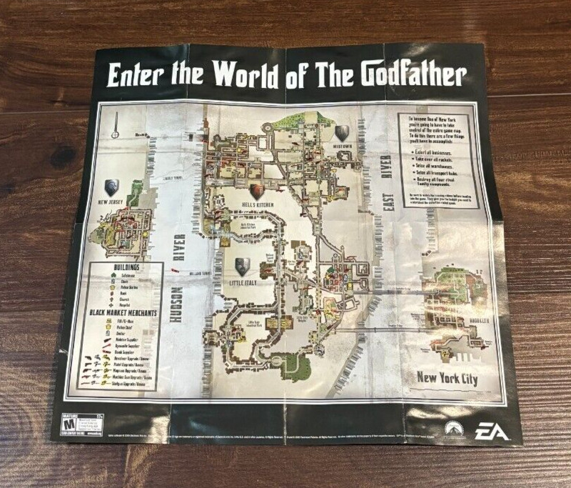 Godfather The Game MAP Foldable Double God Father XBOX Instruction Manual Only