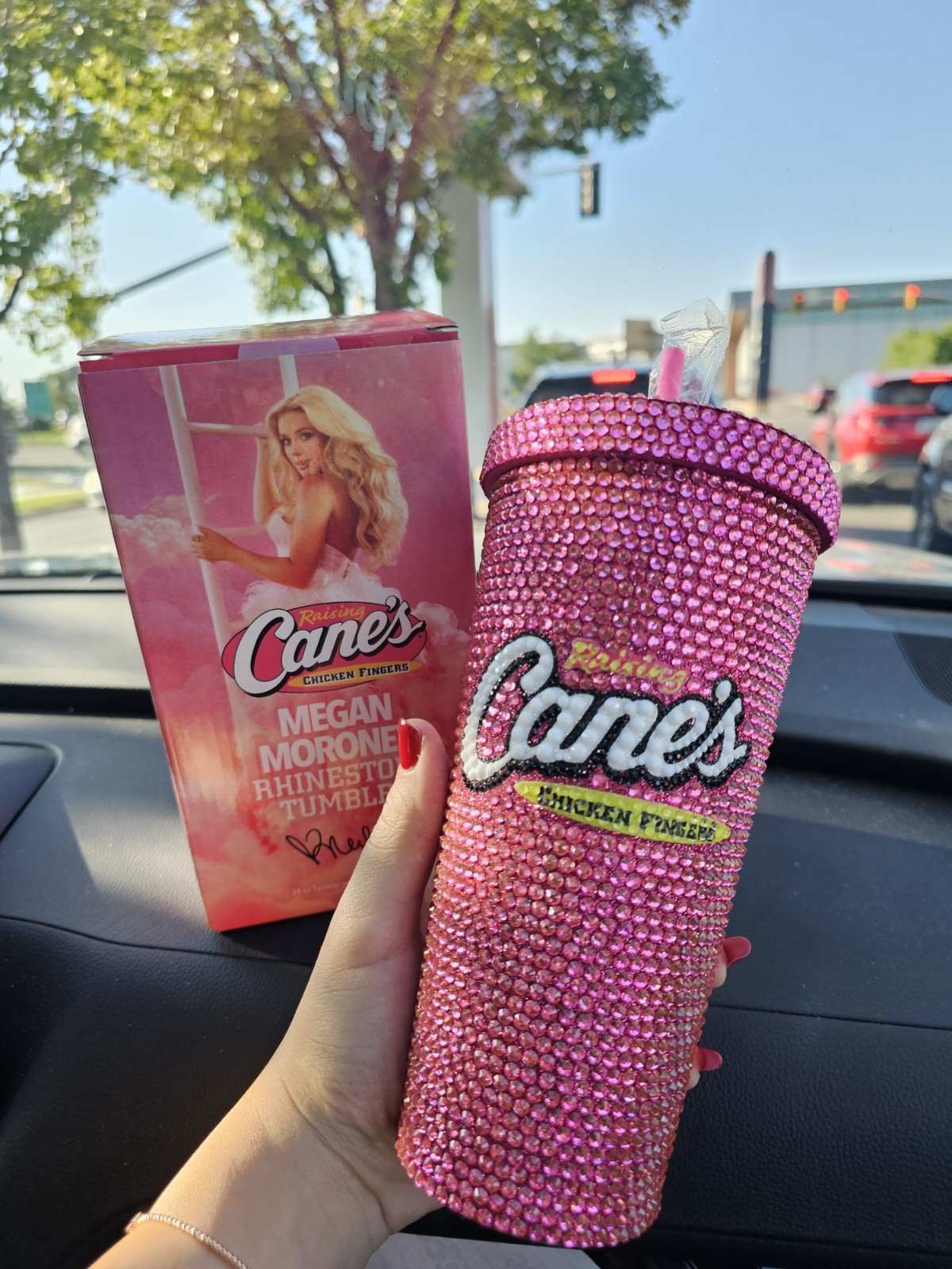 NEW LIMITED EDITION Raising Canes Megan Moroney Pink Cloud 9 Rhinestone Cup NIB