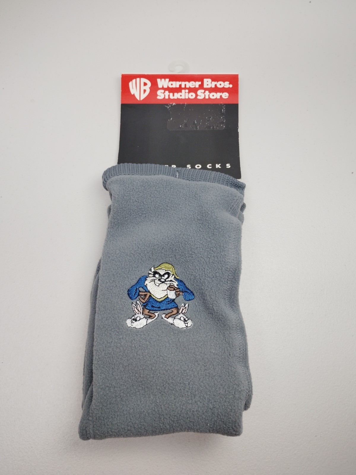 Nos Vintage Warner Bros Studios Store 90s Tasmanian Devil Slipper Socks Grey S/M
