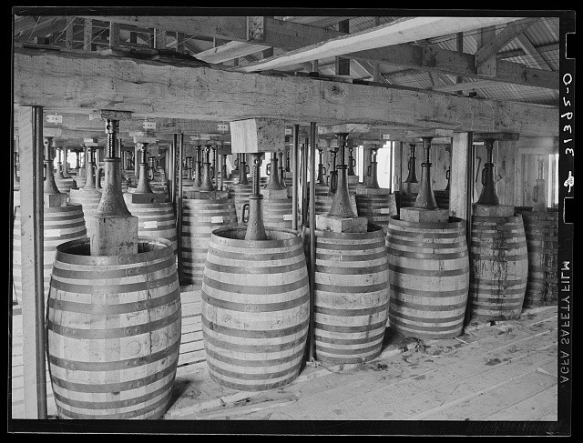 Photo:Saint James Parish Louisiana 1938 Perique Tobacco Aging Barrels