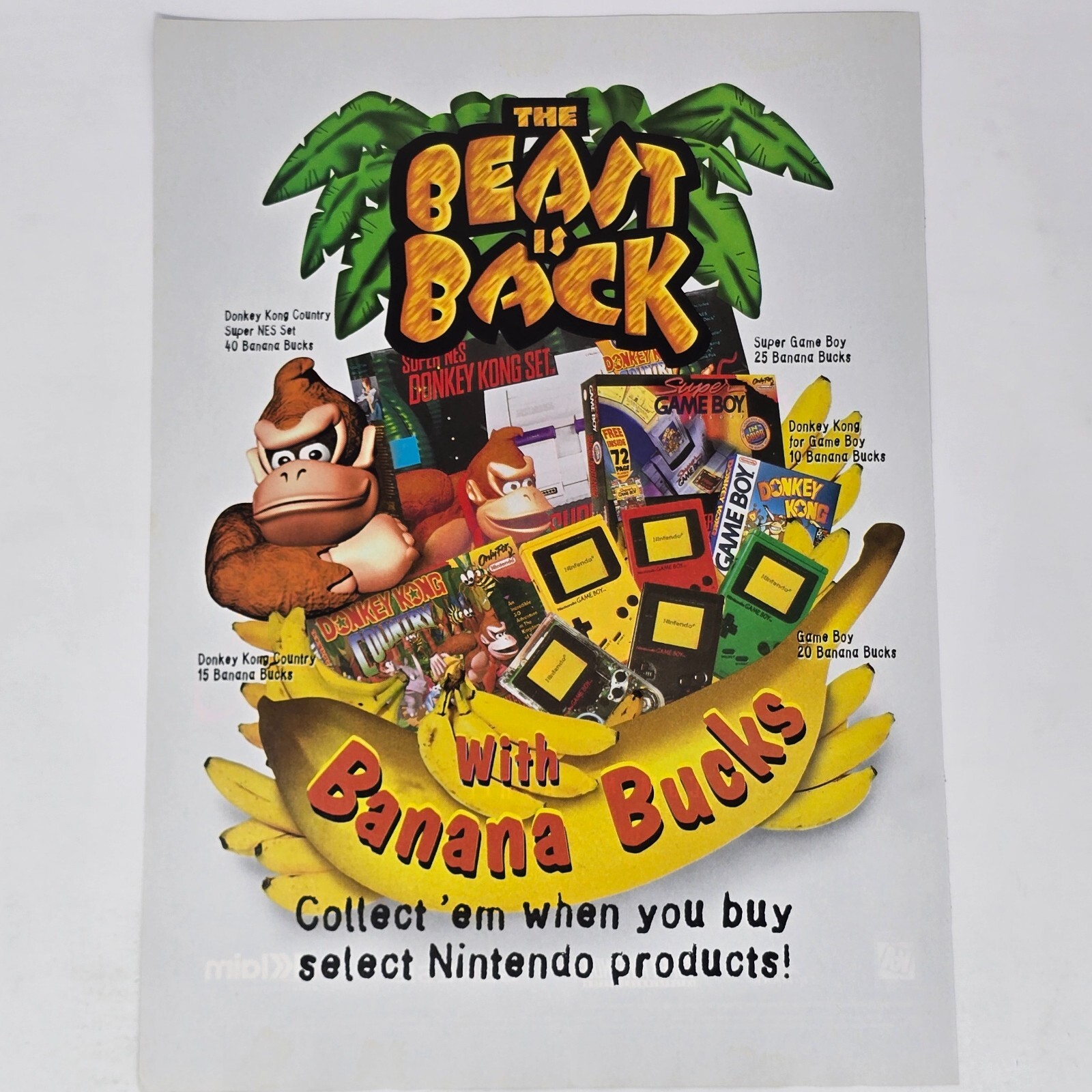 Donkey Kong Country Super Nintendo SNES The Beast is Back Print Ad/Poster Art