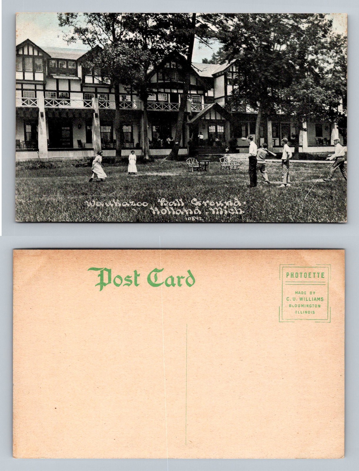 Bloomington, IL-Illinois, Washnawoo Clubhouse Ball Ground, Vintage Postcard