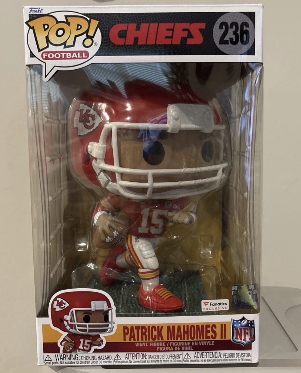 PATRICK MAHOMES II KANSAS CITY CHEIFS FUNKO POP JUMBO EXCLUSIVE FANATICS #236 