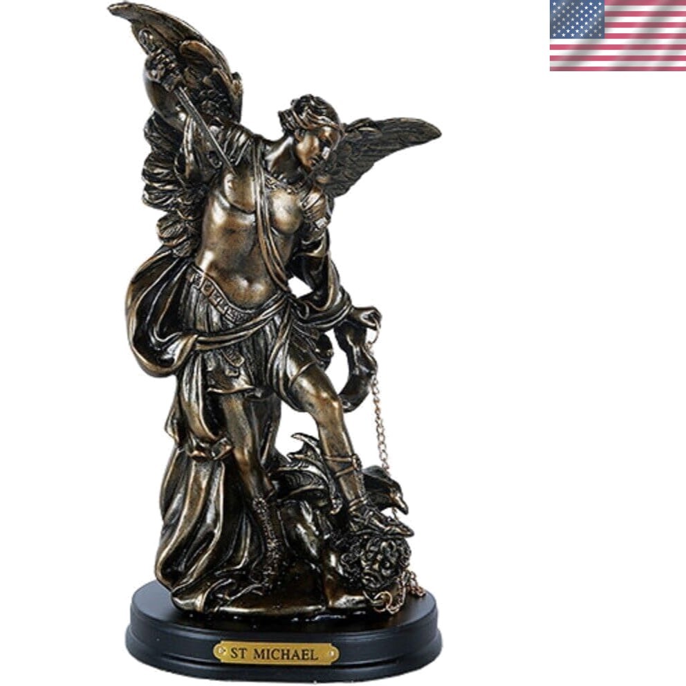 Intricately Crafted St. Michael The Great Protector Figurine for Religious Homes