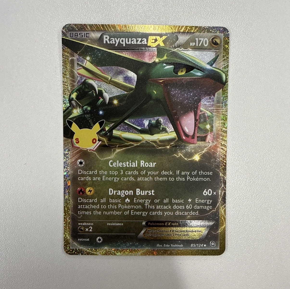 Rayquaza EX 85/124 30th Anniversary Stamp Pokémon TCG 2026 Holo Rare