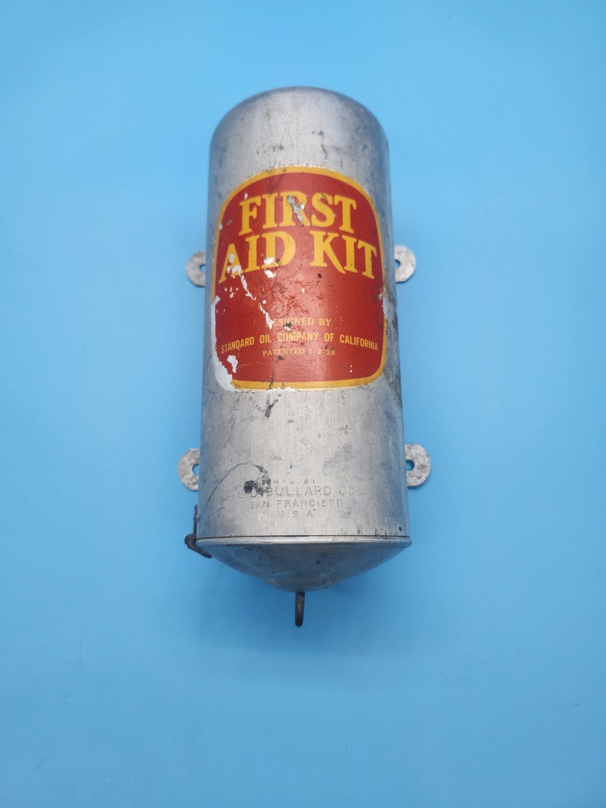1926 E.D. Bullard Standard Oil California Cylindrical First Aid Kit Original...