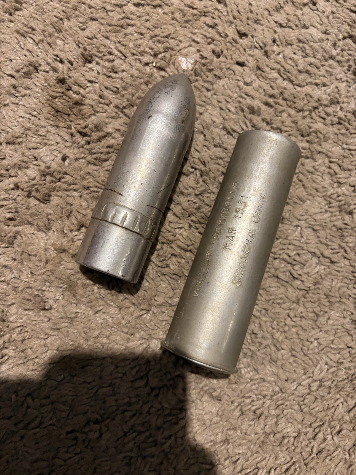 Dated Artillery March 1931 Shanghai China. With Engraved Name Vincent-Colabella.
