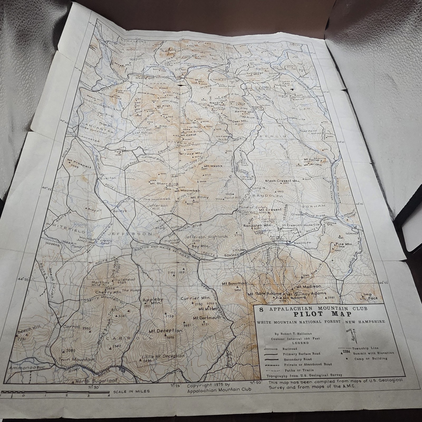 1975 Appalachian Mountain Club Franconia Region White Mtns - Topo Map No 8