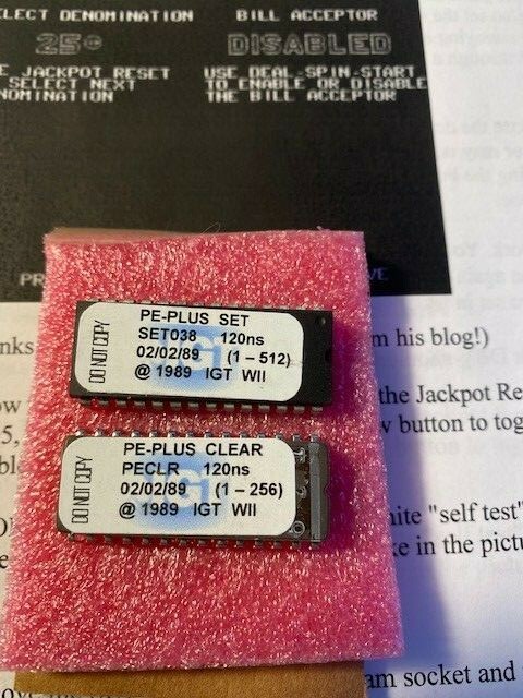IGT PE and  PE-Plus Video Clear and Set chip w/ instructions Pe+ Set38 OEM