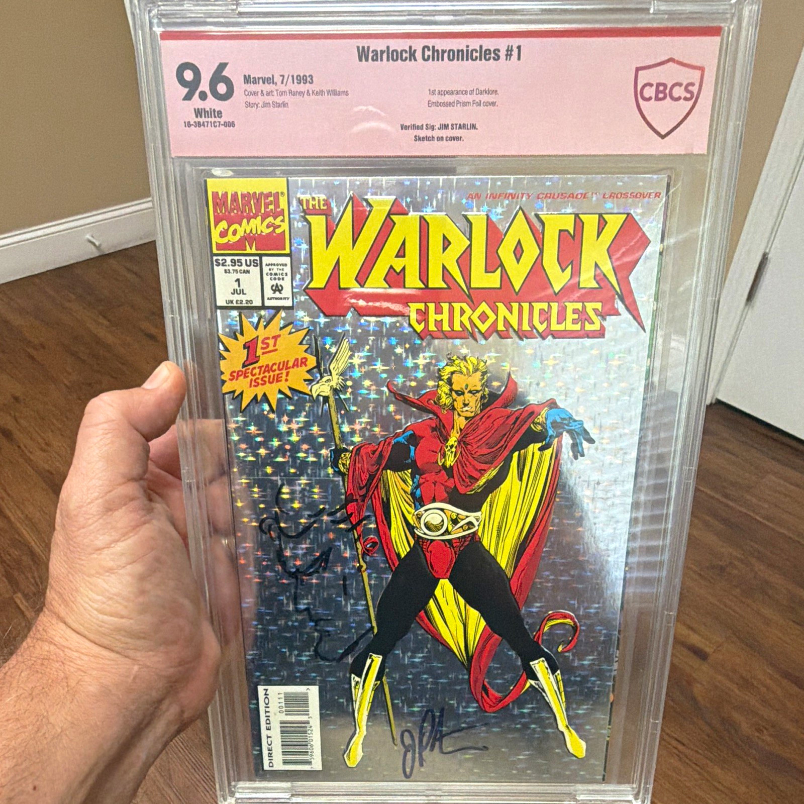 Warlock Chronicles #1 CBCS 9.6 (Marvel 1993) Signed Jim Starlin Direct Prism