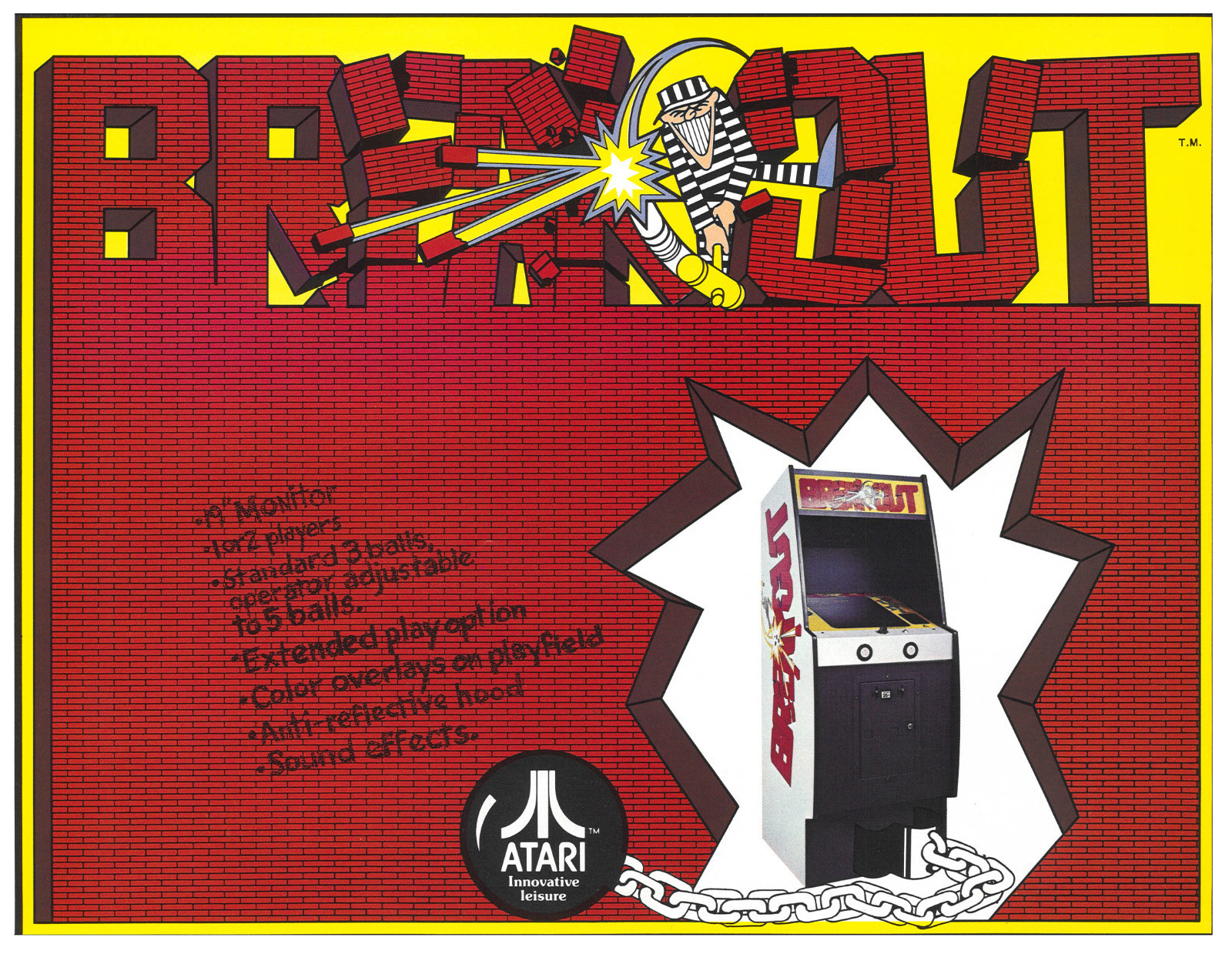 Break Out Atari Video Arcade Flyer / Brochure / Ad - Excellent